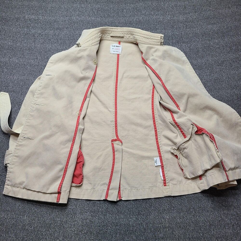 Old Navy Trench Coat Womens XS Beige Khaki Belted Double Breasted Cotton Classic - Picture 5 of 9